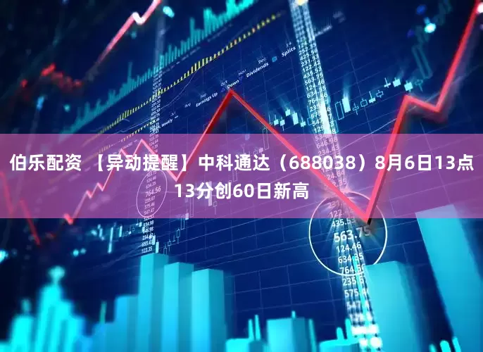 伯乐配资 【异动提醒】中科通达（688038）8月6日13点13分创60日新高